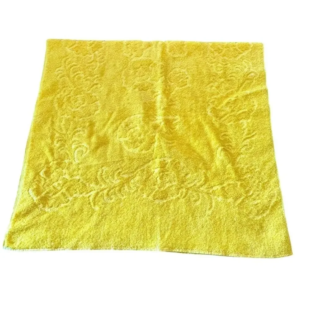 Vintage Cannon Towel Washcloth Set Yellow Lavender Ribbon Basket Applique